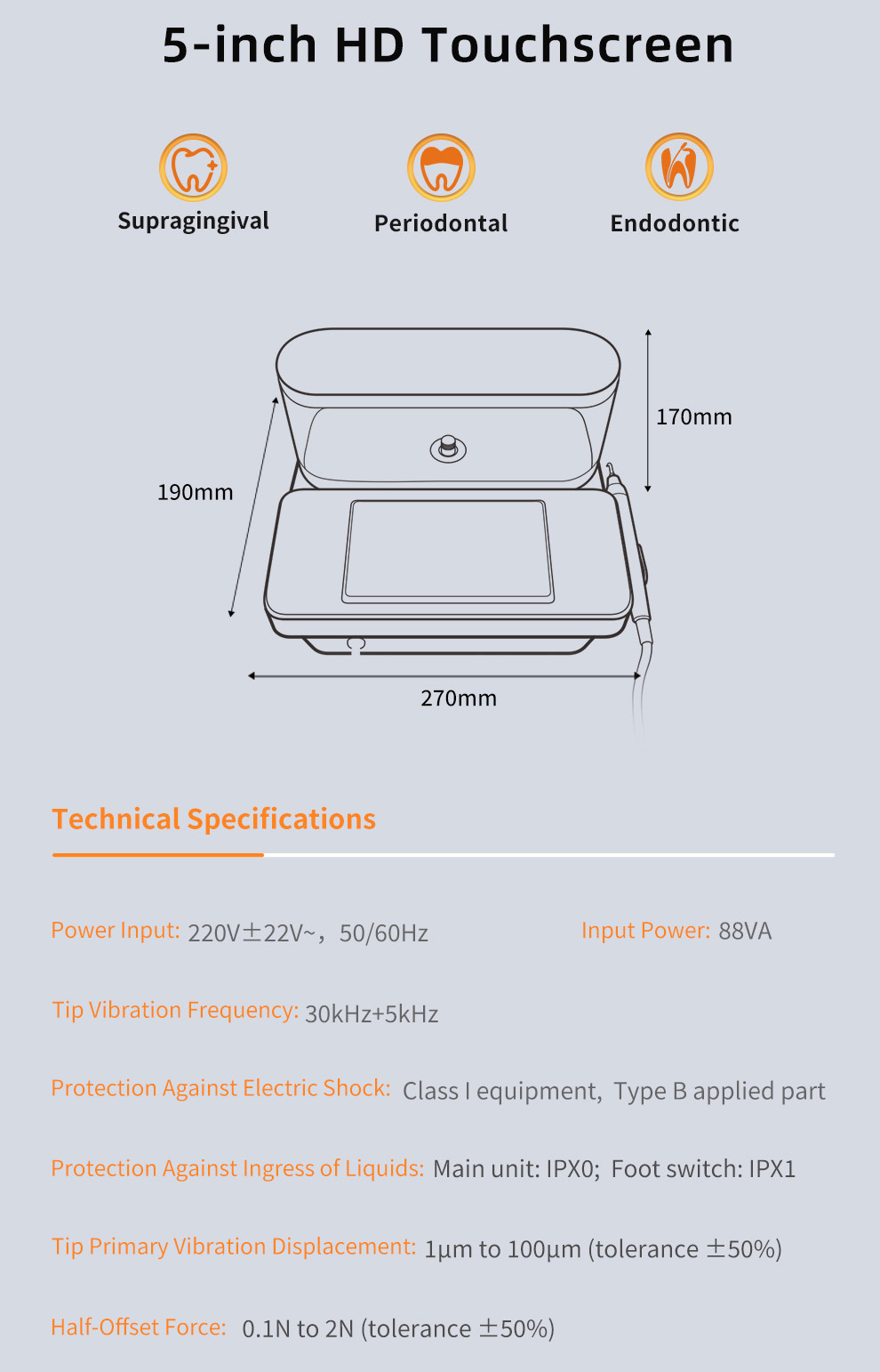 Pluspower&reg; PUWA Vanta Dental Ultrasonic Scaler with LED Handpiece & Water Supply Touchscreen